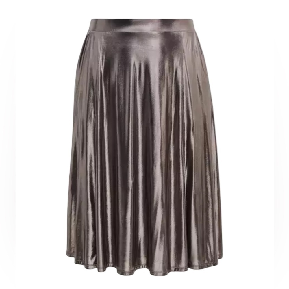 Torrid Metal Gray Liquid Shine Midi Skirt Size 2 (18/20)